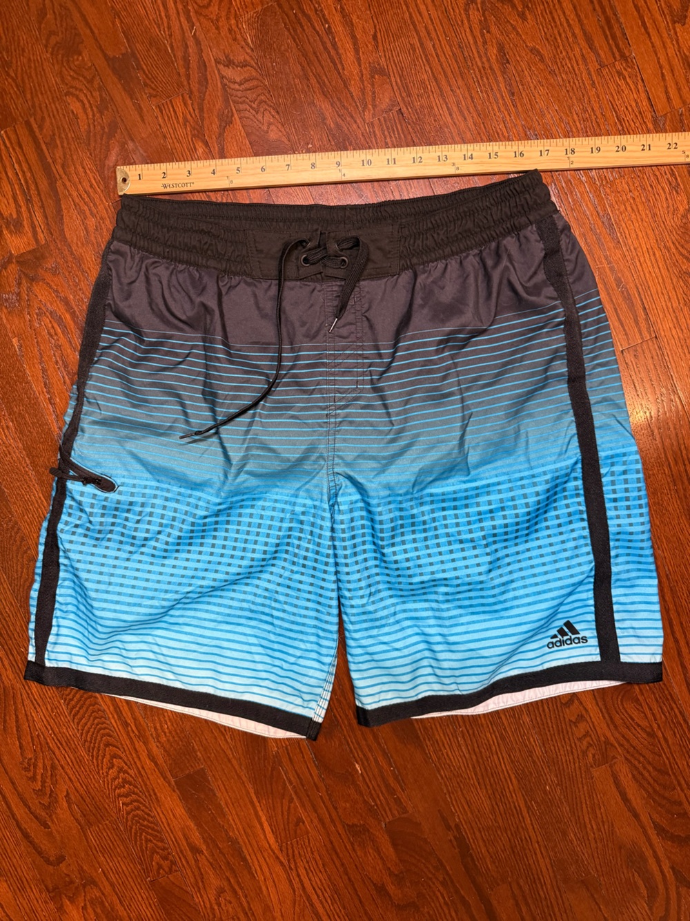 adidas Men’s Black and Blue Gradient Swim Shorts - XXL
